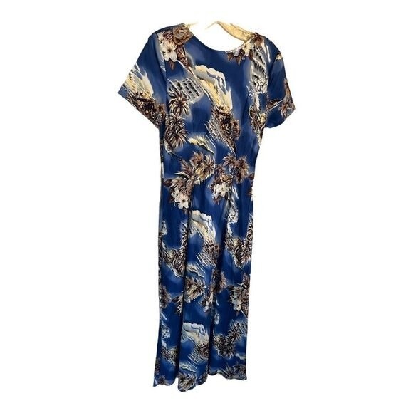 Hilo‎ Hattie Blue Hawaii Blue Small maxi dress Gown Party Boho Vacation Beach - Picture 7 of 10